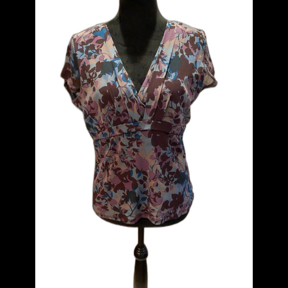 Axcess Womens Cap Sleeved Size Large Lined Blouse Spring Summer Top - Picture 2 of 9